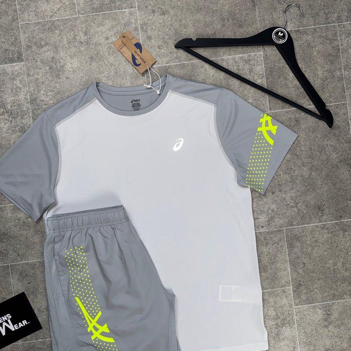 Asics icon T-Shirt & Shorts Set - Neon/Grey