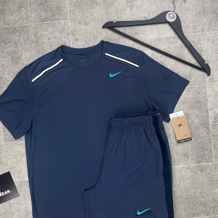 Nike Graphic Miler x Challenger Shorts Set - Thunder Blue
