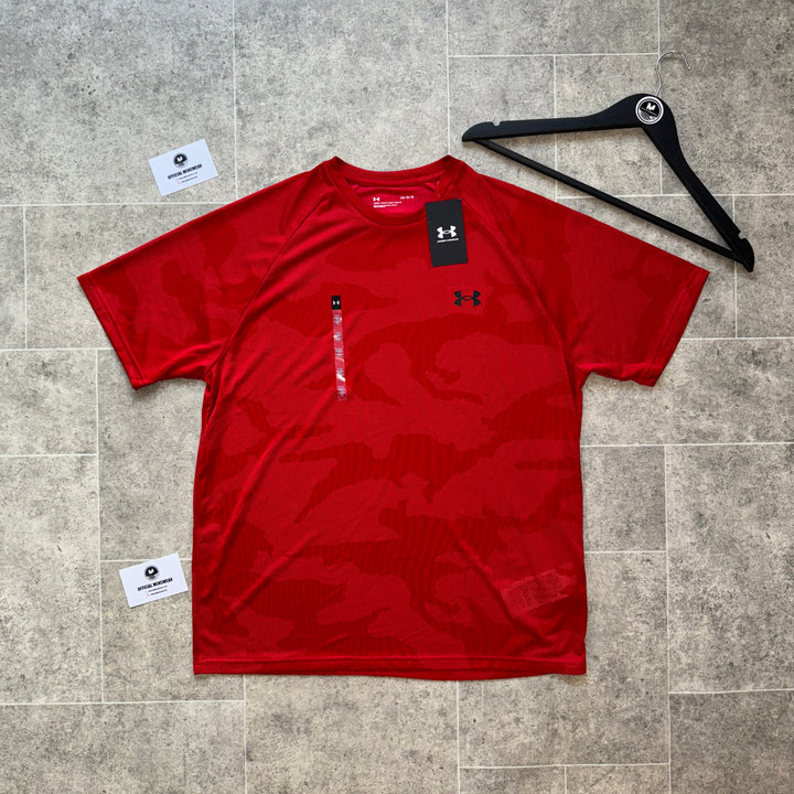 UNDER ARMOUR JACQUARD T-SHIRT - RED