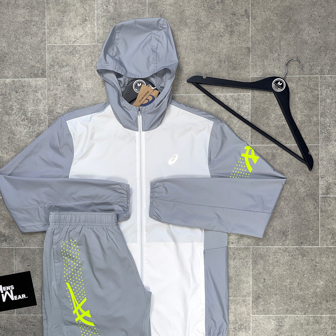 Asics Icon Windbreaker & shorts set - neon/grey