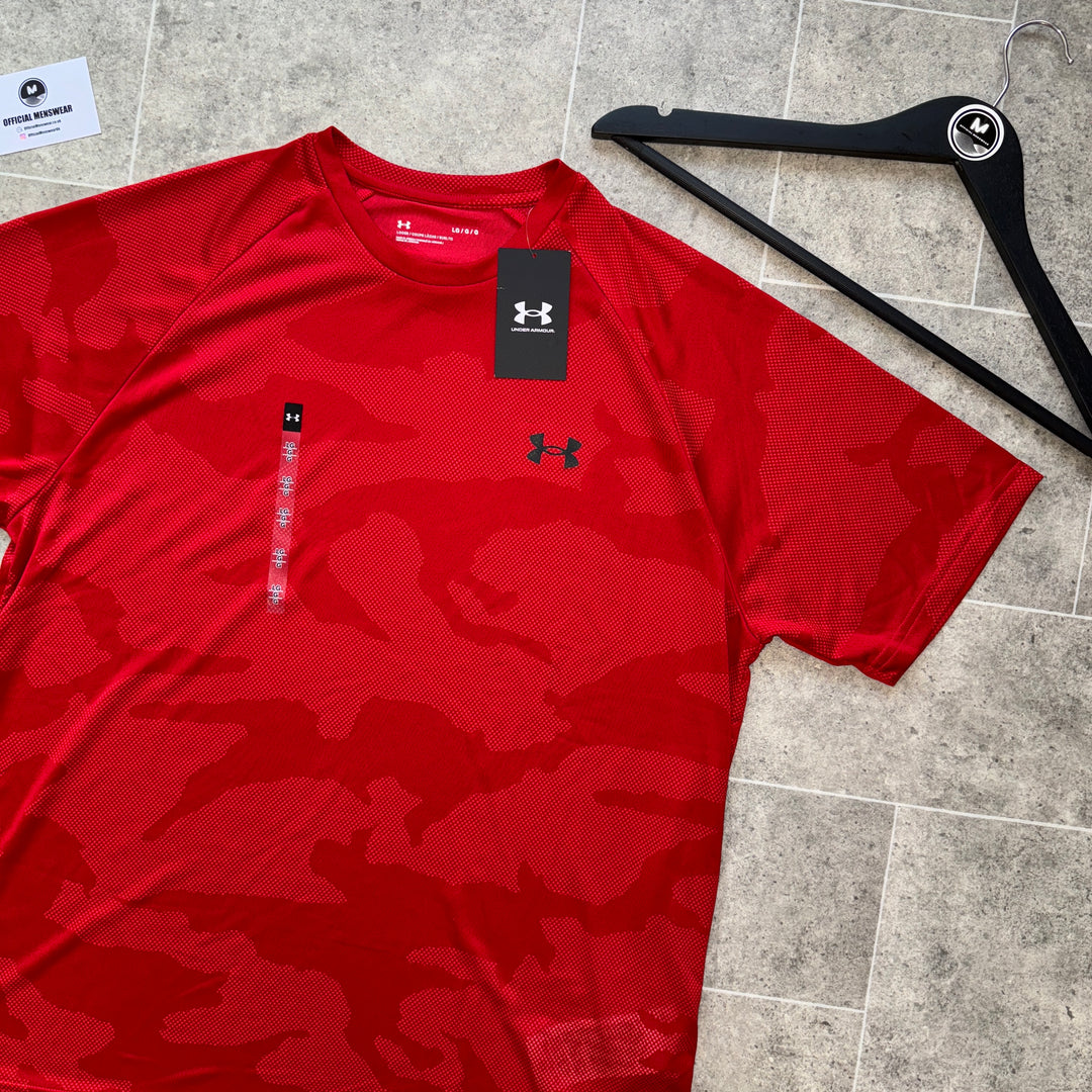 UNDER ARMOUR JACQUARD T-SHIRT - RED