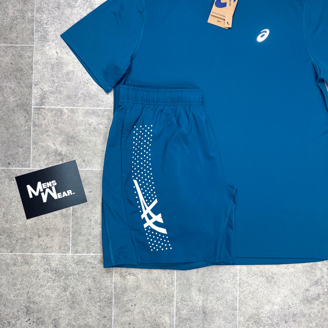 ASICS Icon T-shirt & Shorts Set - Ocean Blue