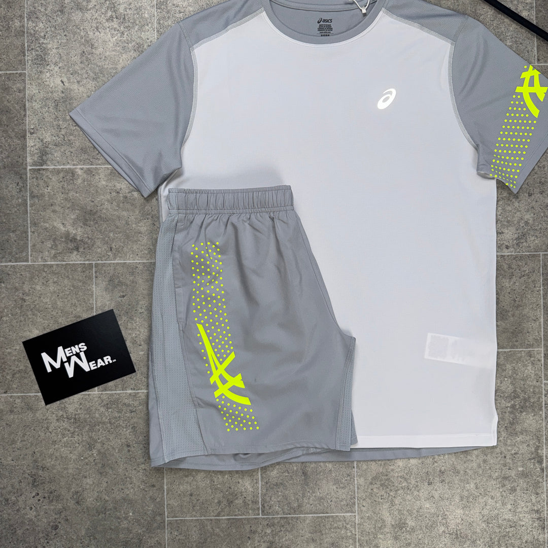 Asics icon T-Shirt & Shorts Set - Neon/Grey