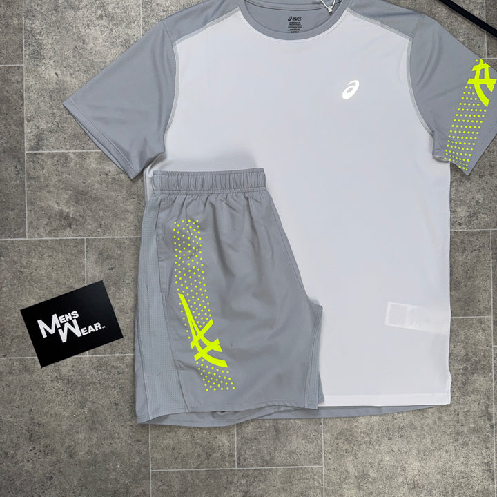 Asics icon T-Shirt & Shorts Set - Neon/Grey