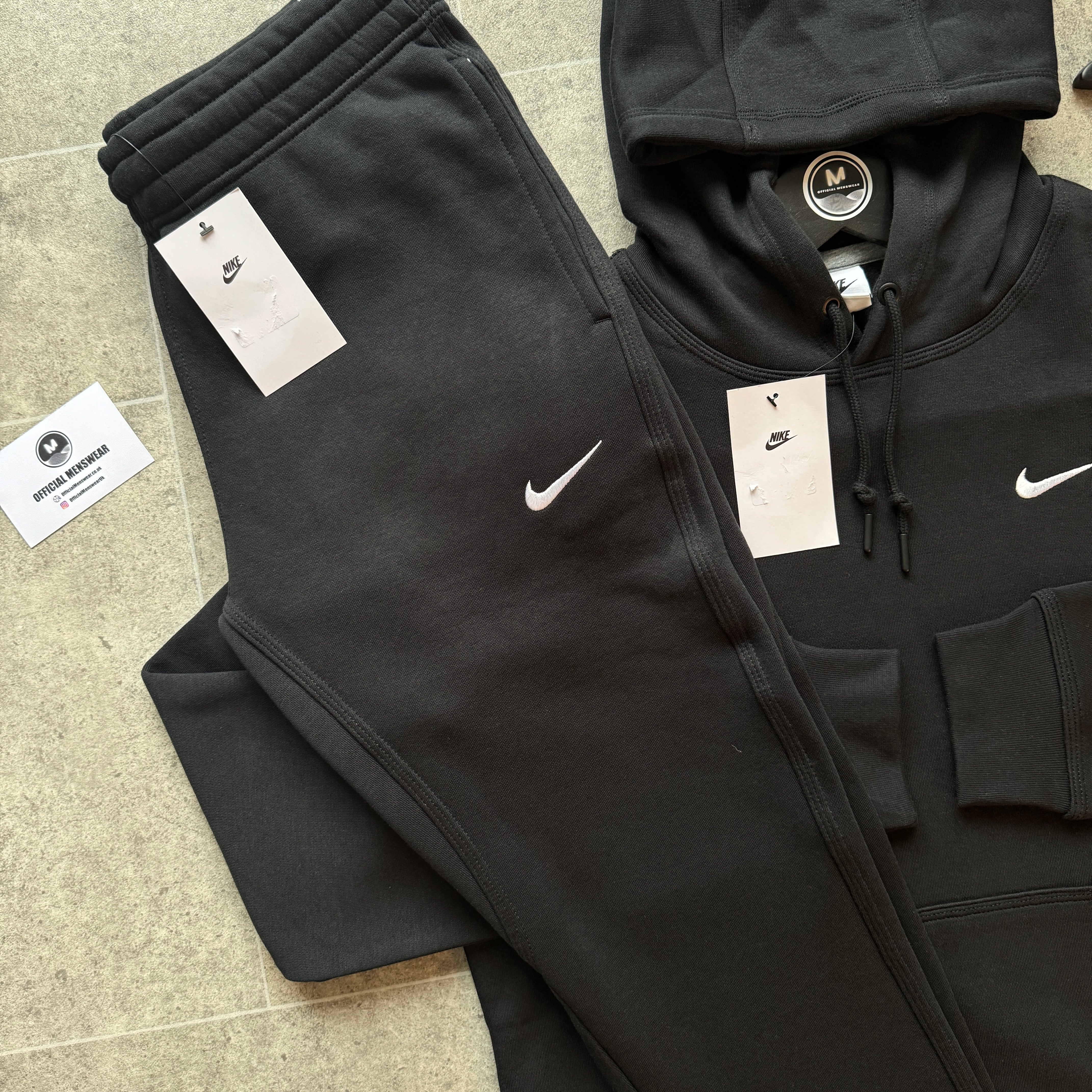 nike mini swoosh oversized black tracksuit