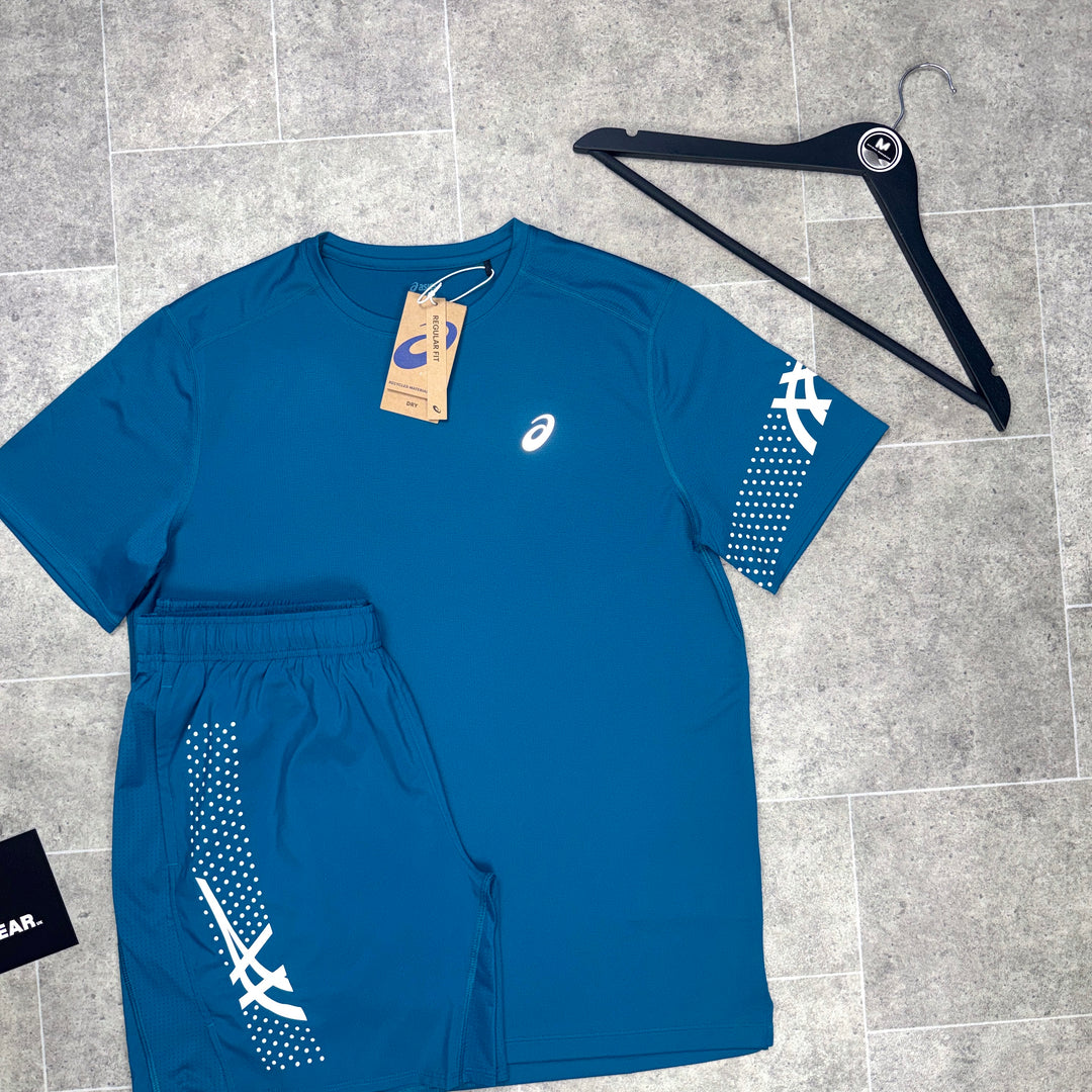ASICS Icon T-shirt & Shorts Set - Ocean Blue