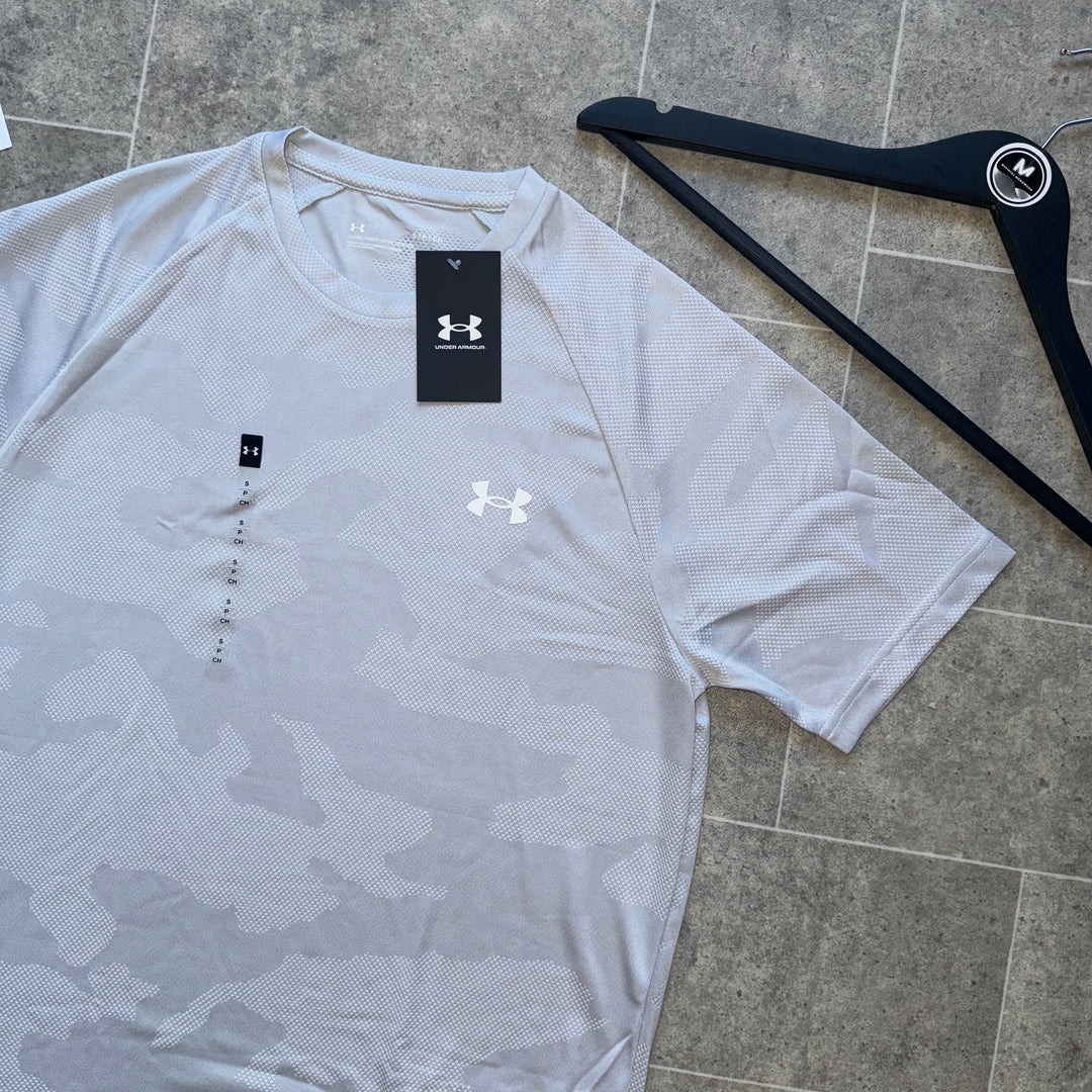 UNDER ARMOUR JACQUARD T-SHIRT - SILVER